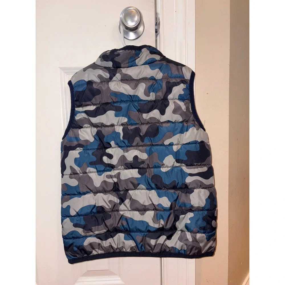 Gymboree Boys‎ Camouflage Puffer Vest Size S 5 6 Blue Gray Outerwear